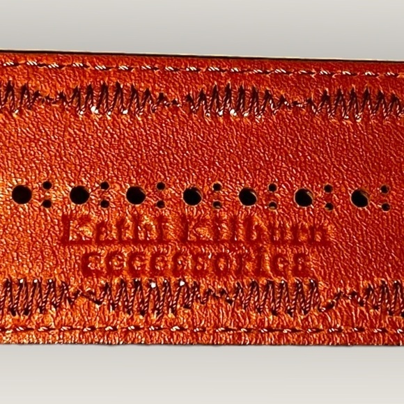 Kathi Kilburn Embellished Leather Belt with Square Silver Buckle in Cream/Beige - Picture 10 of 11